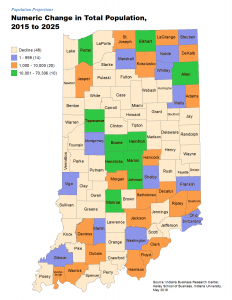 Indiana Projected Population Growth 2015-2025